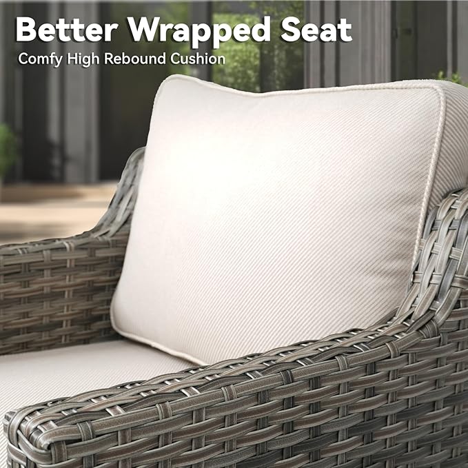 3 Pieces Patio Furniture Set-High Back Swivel Patio Chairs Set of 2