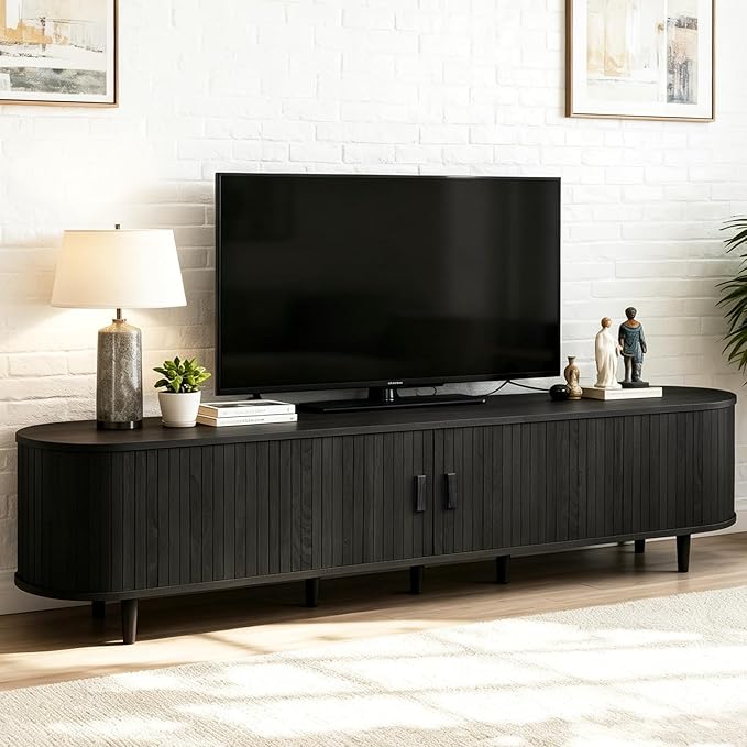 80" Mid Century Modern TV Stand, Wood TV Consoles