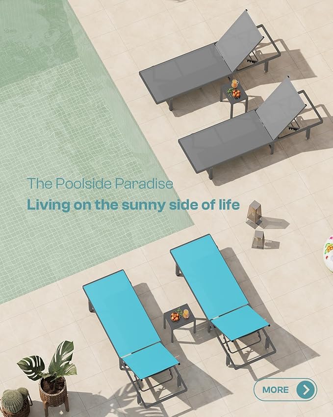 Pool Lounge Chairs Set of 3，Outdoor Lounge Chairs