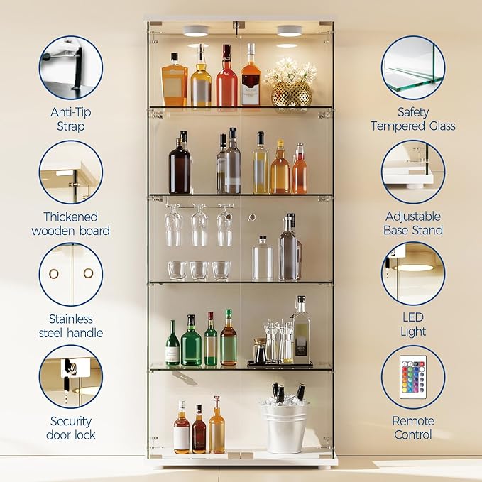 IDEALHOUSE Tempered Glass Display Cabinet