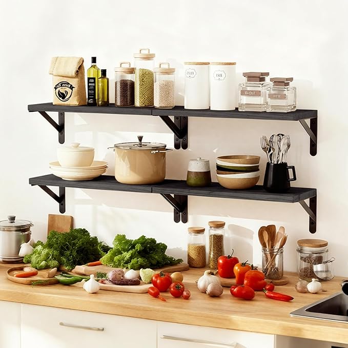 Fixwal Floating Shelves for Wall, Wood Wall Mounted Shelves for Bedroom