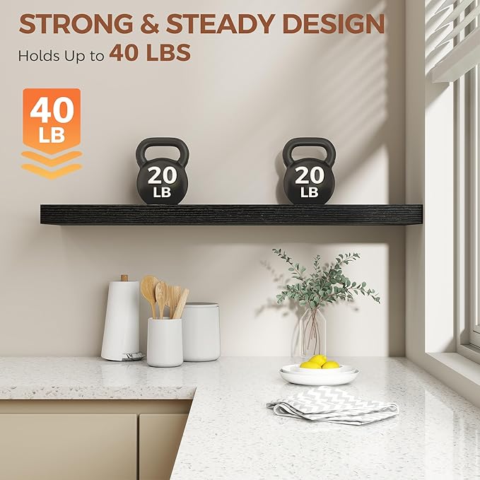 Dreamland 40 Inch Black Floating Shelves
