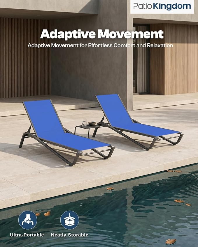 Patio Chaise Lounge Chairs Set of 4, All-Weather Aluminum Pool Loungers