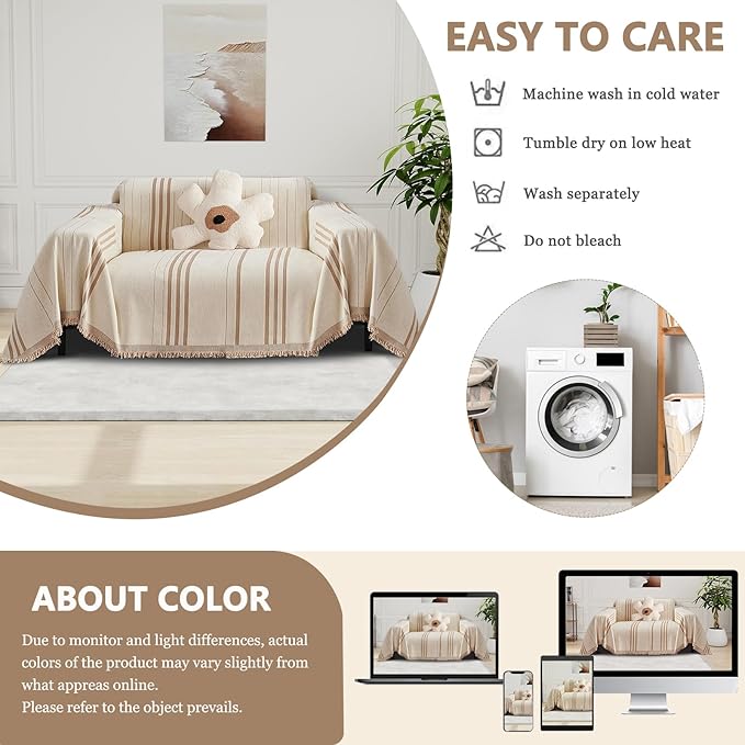 DREAMINGO Armchair Cover Washable Chenille Sofa Protector