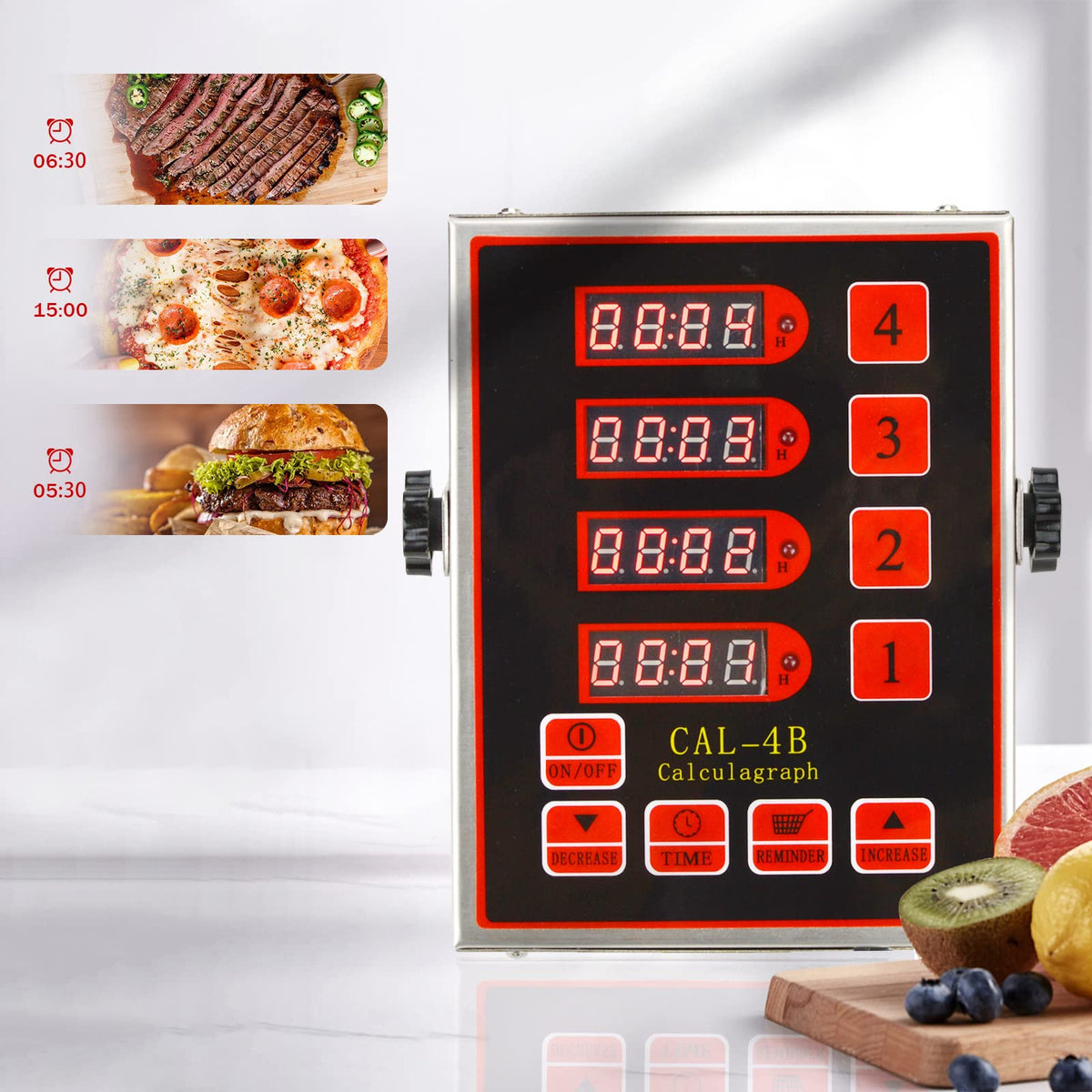 Commercial 4 Channel Kitchen Timers Digital Restaurant Timer Professional Multi Loud Alarm Adjustable Cooking Reminder