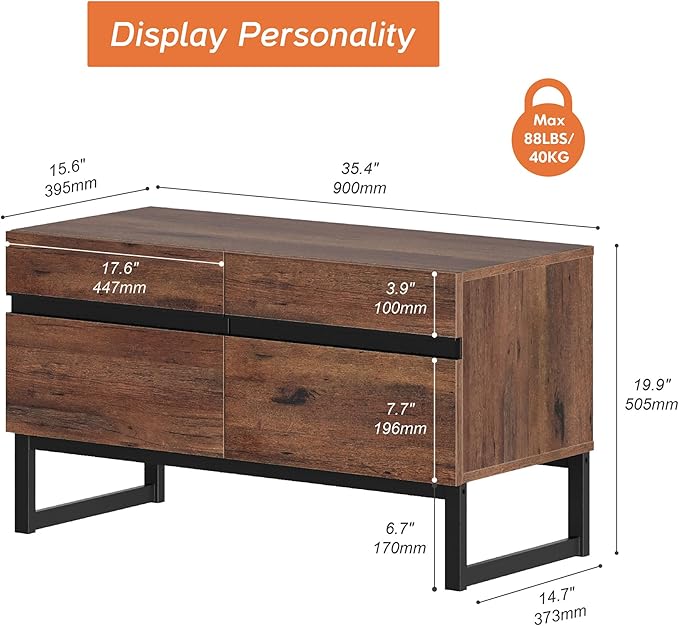 WAMPAT Modern TV Stand for 26-40 Inch TVs, Wood Entertainment Center