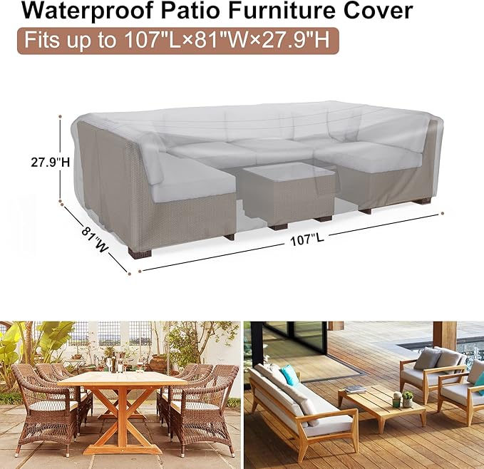 Patio Furniture Set Cover Waterproof, Mrrihand Outdoor Sectional Sofa Set Cover