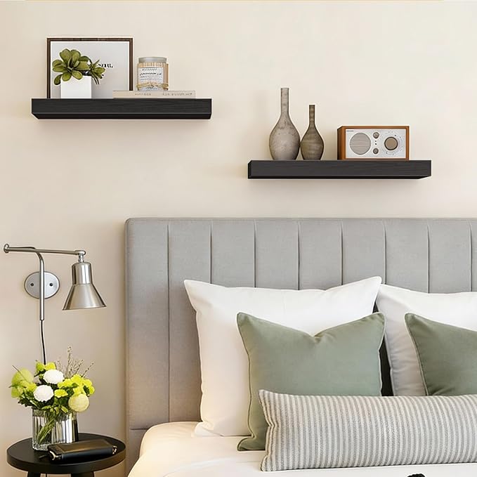 Fixwal Floating Shelves for Wall, 15.7" Wood Wall Mounted Shelves for Living