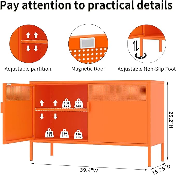Orange Metal Storage Cabinet