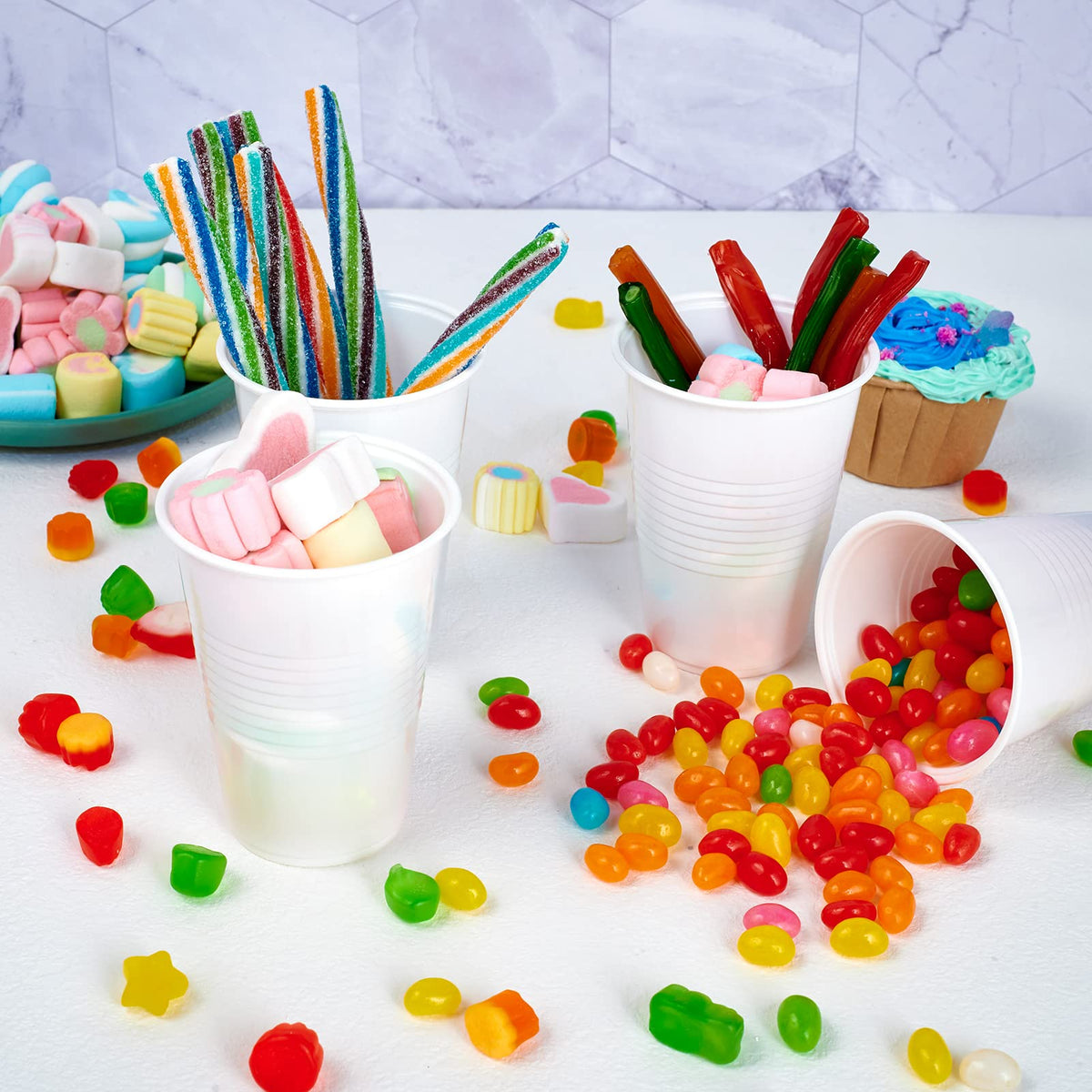 Lilymicky 2000 PACK 7 oz White Plastic Cups, 7 Ounce Disposable Drinking Cups for Birthday Parties, Picnics, Ceremonies
