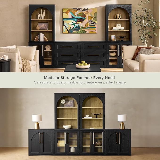 mopio Blake Tall Display Cabinet, Kitchen Buffet Pantry Cupboard, Trophy