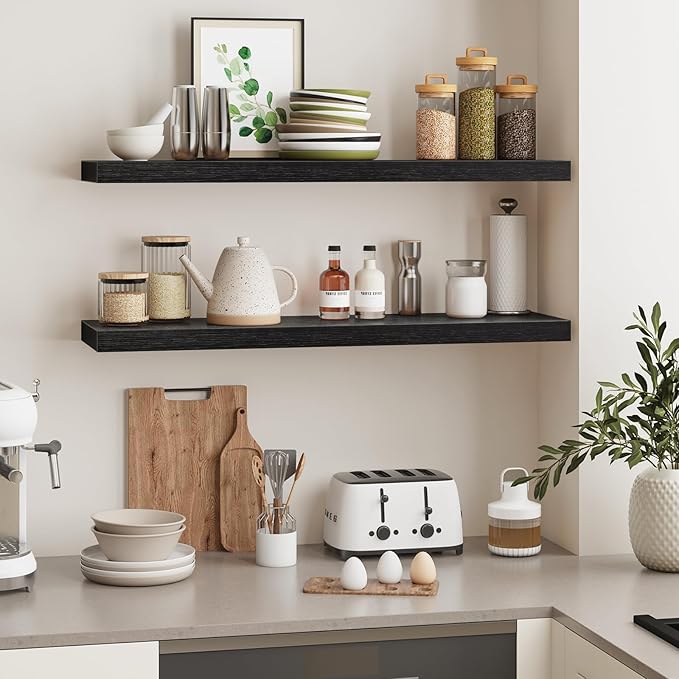 Fixwal Floating Shelves for Wall, 35.4" Long Heavy Duty Wall Mounted Rustic