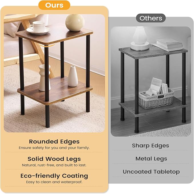 Apicizon 2 Tier End Table Set of 2, Small Side Table