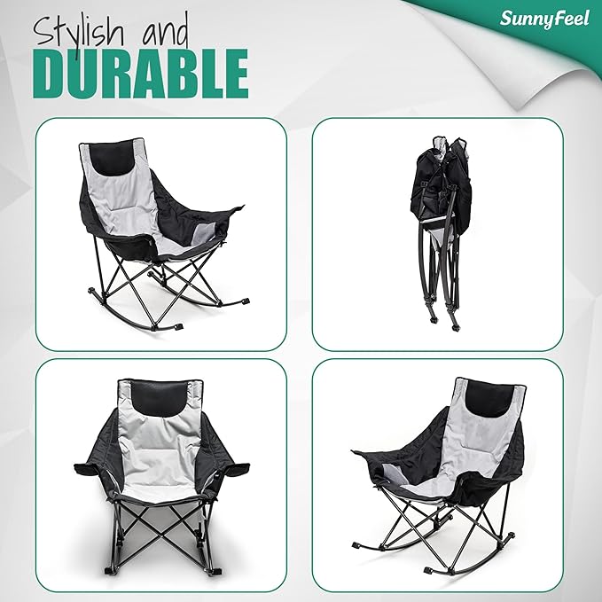 SUNNYFEEL Oversized Rocking Camping Chair, Fully Padded Patio Chair