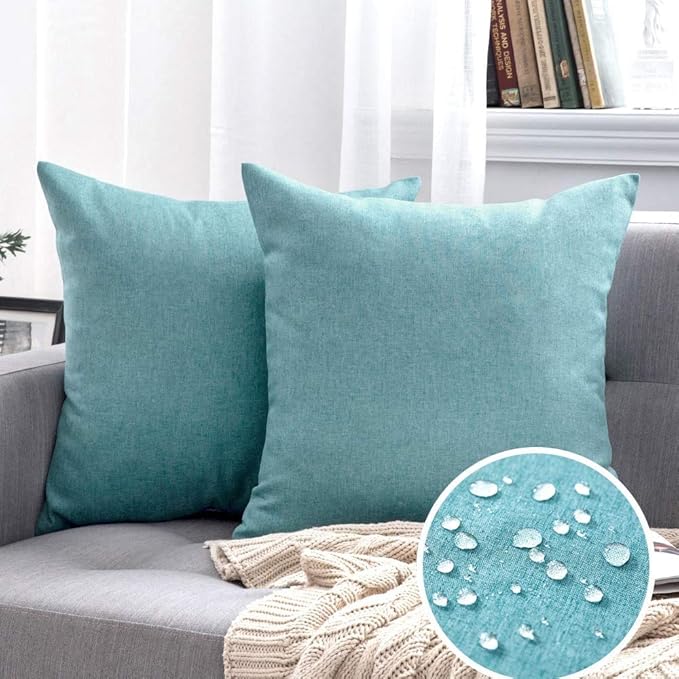 MIULEE Pack of 2 Decorative Outdoor Solid Waterproof Throw Pillow Covers Faux