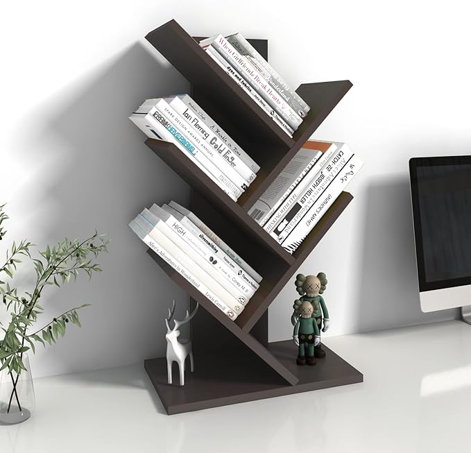 Godferyxin Book Tree Bookshelf, 5-Tier Wood Bookshelf Tree Bookcase