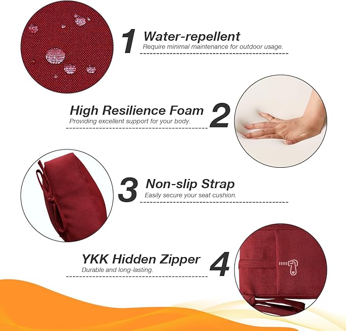 Unimatta Outdoor High Back Chair Cushion Seat Pads, 44 x 21 Inch