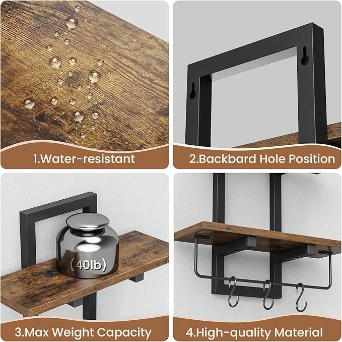 Creso hom Floating Shelves for Wall Set of 2, Wood Wall Shelf