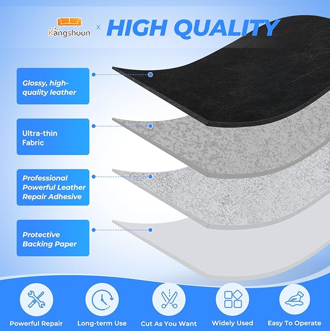 Kangshoon Leather Repair Patches, 17X158 Inch Self-Adhesive Leather Repair Tape