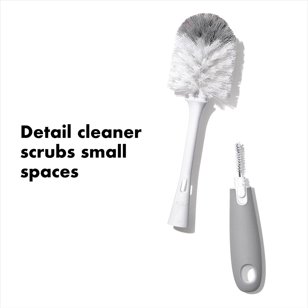 OXO Tot Bottle Brush with Nipple Cleaner and Stand – Gray, 2-Pack