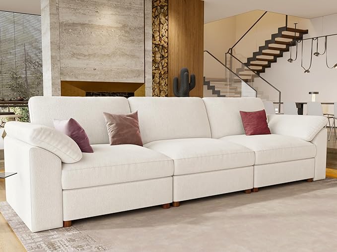 EASE MOOSE Modern 3 Seat Sectional Modular Sofa, FSC Certified Chenille Comfty