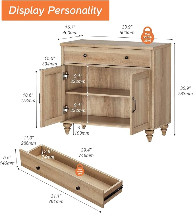WAMPAT TV Stand for 43 inch TV