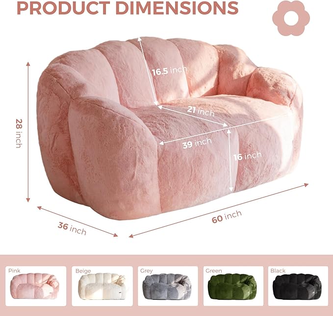 MAXYOYO Bean Bag Chair for Adults, Loveseat Floral Shaped Bean Bag Sofa