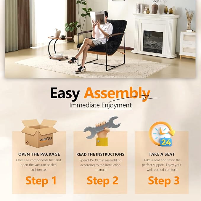 VINGLI 28" Wide Plush Upholstery Sling Modern Accent Chairs Set of 2, Cute