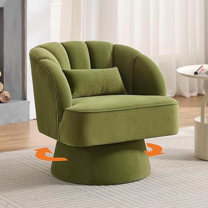 Garvee Ultra-Plush Swivel Accent Chair, 360° Barrel Lounge Chair