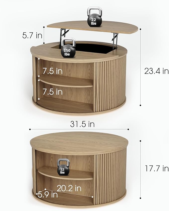 SULIVES Round Coffee Table