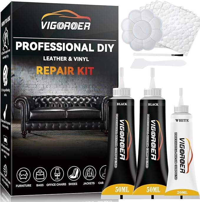 Black Leather Repair Kit for Furniture, Leather Seat Repair Kit for Cars