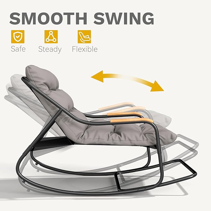 DWVO Outdoor Rocking Chair, Over-Sized Patio Rocking Chair