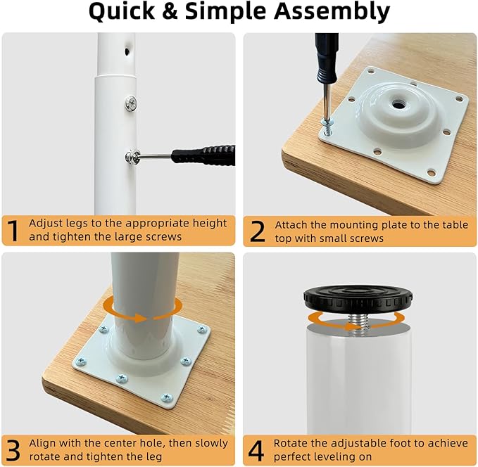 QLLY Adjustable Metal Table Leg, 24-40 inch, Home Office DIY Desk Leg,
