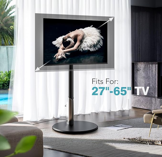 Floor Mobile TV Stand with Power Outlet, Rolling TV Cart