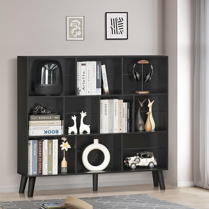 YAHARBO 10 Cube Bookshelf, 3 Tier Bookcase