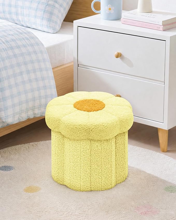 B FSOBEIIALEO Storage Ottoman Foldable, Sunflower Shaped Small Footrest