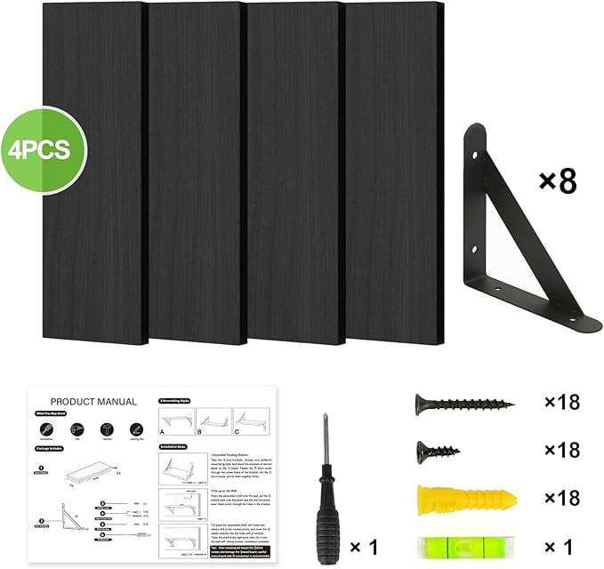 Fixwal Floating Shelves for Wall, Wood Wall Mounted Shelves for Bedroom