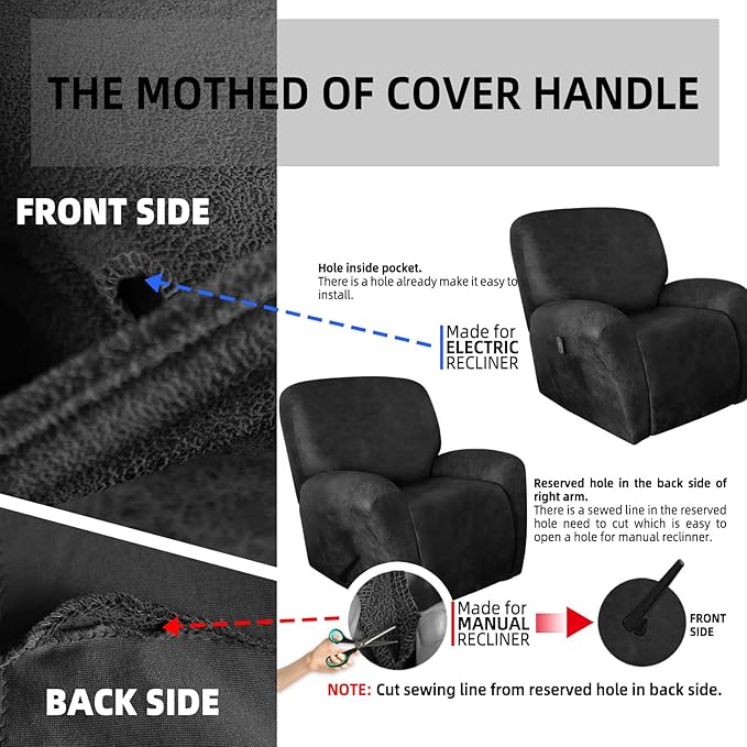 ANARACHON Leather Like Recliner Chair Covers Heavy Duty, 4 Pieces Recliner Cover