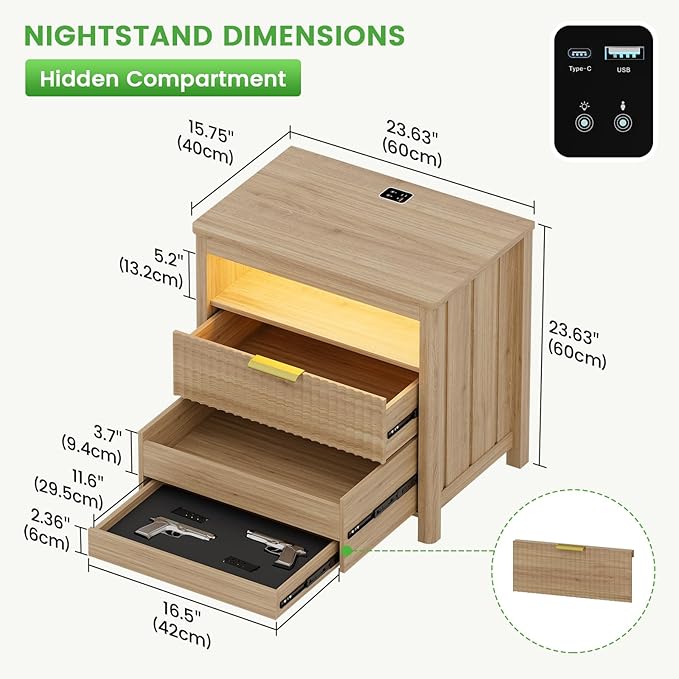 WOOVIVS End Table with Gun Drawer