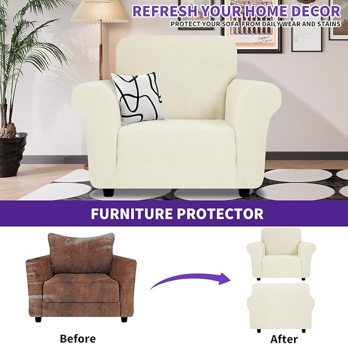 ZNSAYOTX Super Stretch Chair Slipcover, New Striped Sofa Chair Covers