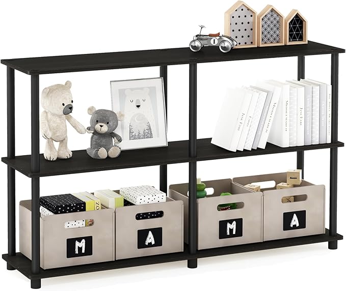 Furinno TURN-N-TUBE Storage Shelves, 3-Tier 47.4 Wide Book Shelf, Corner Shelf