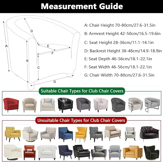 SearchI Waterproof Club Chair Slipcover Stretch Barrel Chair Covers Jacquard