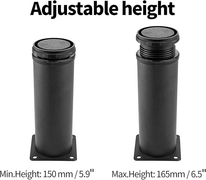Set of 4 Stainless Steel Furniture Legs 6 Inch, Adjustable Round Cabinet Legs