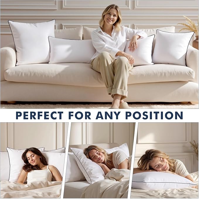 MIULEE Goose Feather Down 28x28 Euro Pillow Insert Set of 2