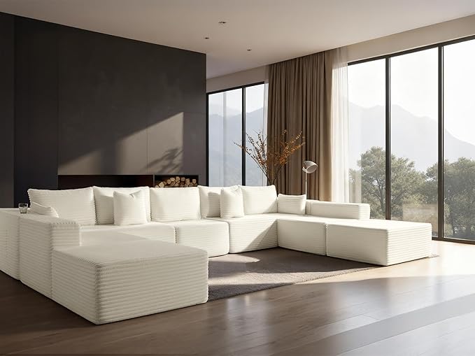 168" Cloud Sectional Couch, Comfort U Shaped Sofa
