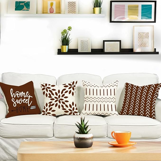 YCOLL Pillow Covers 20x20 Set of 4, Modern Sofa Throw Pillow Cover, Decorative