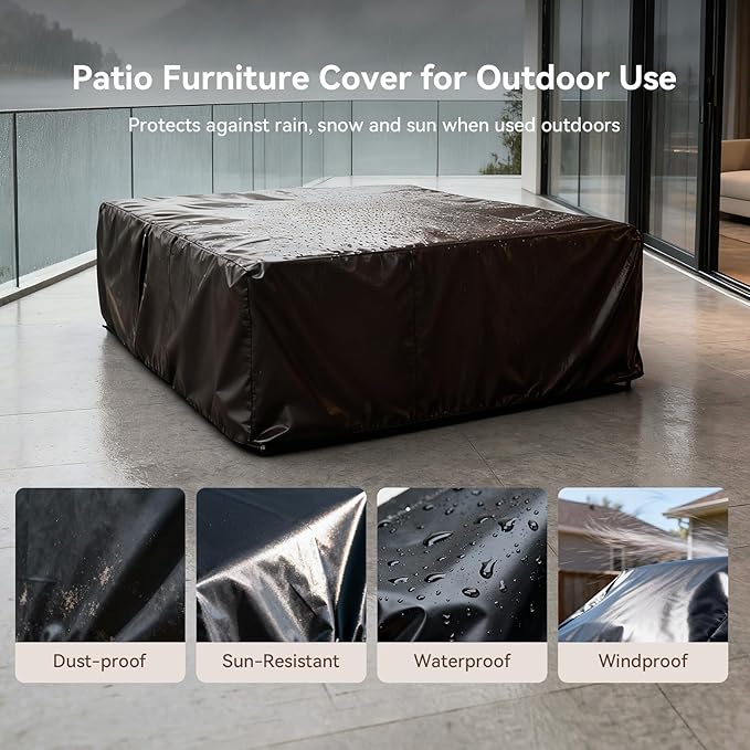 Aoxun Aluminum Patio Furniture Set, 4 Seats Sectional Metal Patio Furniture