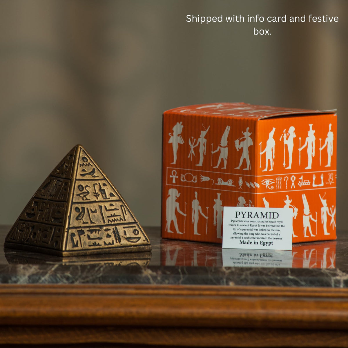 Egyptian Pyramid Statue - Bronze - 3.5" - Made in Egypt