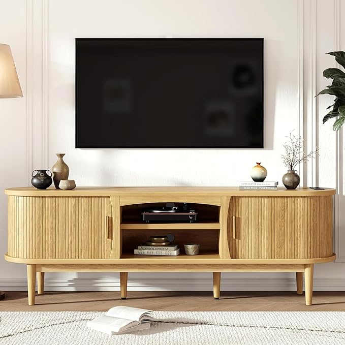 Decofy Mid Century TV Stand for TVs up to 80 Inches, Entertainment Center