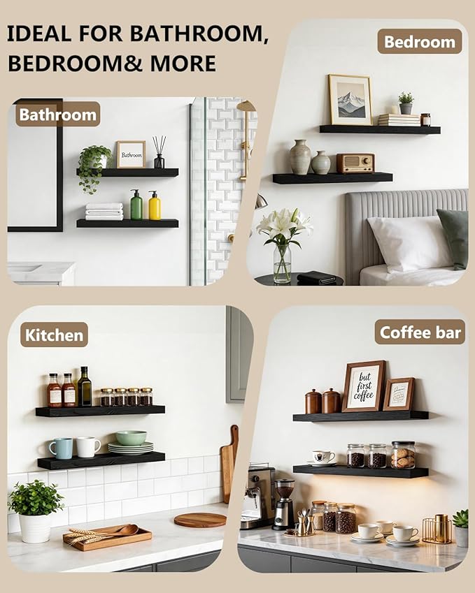 WALI Floating Shelves for Wall, 2 Tier Bathroom Storage Shelf Over Toilet